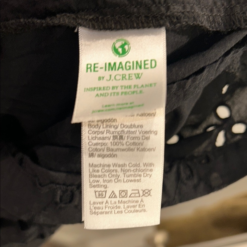 J.Crew Black Eyelet Tiered Popover Top, Size Small - Picture 7 of 8